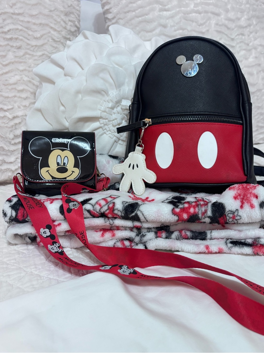 Disney Mickey Mouse 3 Piece Backpack Crossbody Blanket Bundle